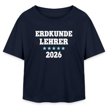 Geography Teacher 2026 Geography Teacher Geo School - Relaxed Fit Women's Modal Cotton T-Shirt by Stanley/Stella - navy - Front - AI Model Female 172 light (172cm)
