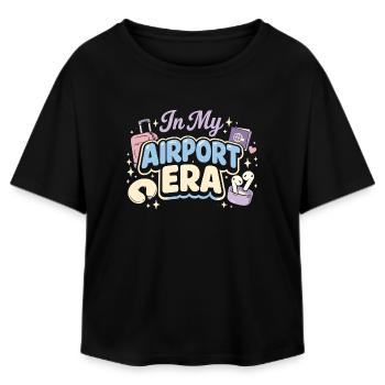 Travel anxiety humor, airport chaos, flying is - Relaxed Fit Women's Modal Cotton T-Shirt by Stanley/Stella - black - Front - AI Model Female 172 light (172cm)