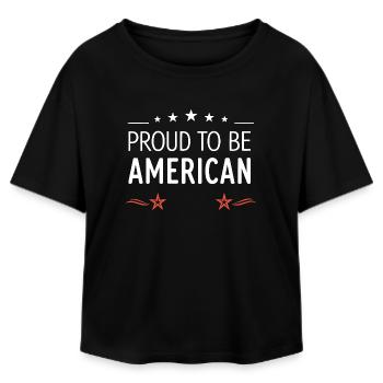 Proud to be American – Retro Stars - Relaxed Fit Women's Modal Cotton T-Shirt by Stanley/Stella - black - Front - AI Model Female 172 light (172cm)