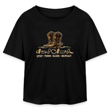 Line Dance Steps Boots - Relaxed Fit Women's Modal Cotton T-Shirt by Stanley/Stella - black - Front - AI Model Female 172 light (172cm)