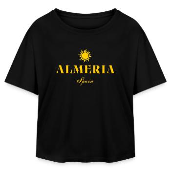 Almería, Spanien Sonnenemblem - Relaxed Fit Frauen Modal Cotton T-Shirt von Stanley/Stella - Schwarz - Vorne - AI Model Female 172 light (172cm)