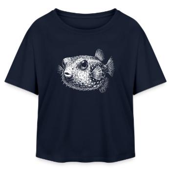 Poisson-globe - T-shirt femme coupe décontractée en coton modal Stanley/Stella - marine - Devant - AI Model Female 172 light (172cm)