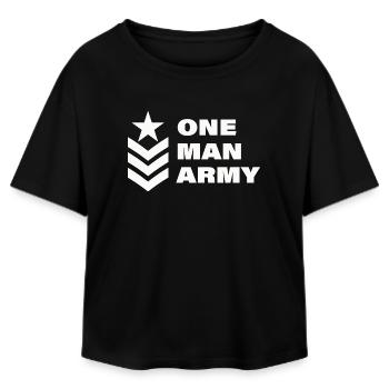 one man - Relaxed Fit Women's Modal Cotton T-Shirt by Stanley/Stella - black - Front - AI Model Female 172 light (172cm)