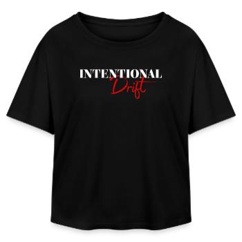 Intentional Drift Minimal Typography Design - Relaxed Fit Women's Modal Cotton T-Shirt by Stanley/Stella - black - Front - AI Model Female 172 light (172cm)