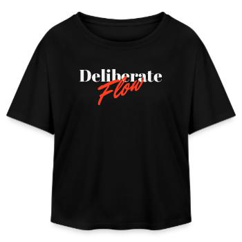 Deliberate Flow Minimal Typography Design - Relaxed Fit Women's Modal Cotton T-Shirt by Stanley/Stella - black - Front - AI Model Female 172 light (172cm)