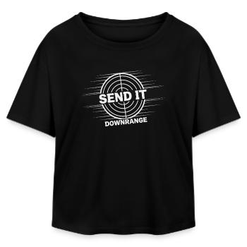 Shooting range at the shooting range, shooting exercises at the - Relaxed Fit Women's Modal Cotton T-Shirt by Stanley/Stella - black - Front - AI Model Female 172 light (172cm)