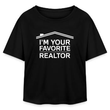 Favorite realtor Funny Realtor Real Estate Agent - Relaxed Fit Women's Modal Cotton T-Shirt by Stanley/Stella - black - Front - AI Model Female 172 light (172cm)