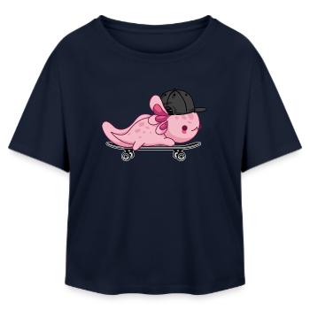 Cooles Axolotl-Skateboarding – Kawaii-Stil - Relaxed Fit Frauen Modal Cotton T-Shirt von Stanley/Stella - Navy - Vorne - AI Model Female 172 light (172cm)