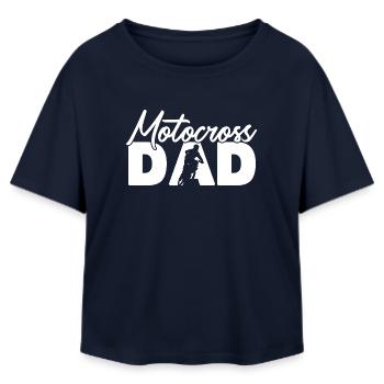 Motocross Dad Silhouette Dirt Bike Sports Art - Relaxed Fit Women's Modal Cotton T-Shirt by Stanley/Stella - navy - Front - AI Model Female 172 light (172cm)