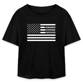 Denken Sie daran, dass alle RED Friday Troops eingesetzt haben - Relaxed Fit Frauen Modal Cotton T-Shirt von Stanley/Stella - Schwarz - Vorne - AI Model Female 172 light (172cm)