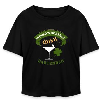 Irish Bartender - the okayest Irish Bartender - Relaxed Fit Women's Modal Cotton T-Shirt by Stanley/Stella - black - Front - AI Model Female 172 light (172cm)