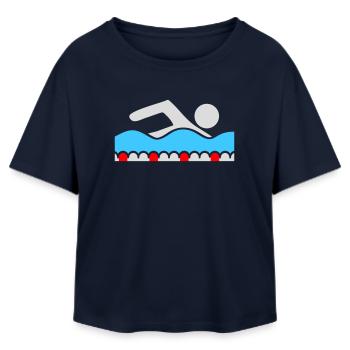 Swimmer, Pictogram, Freestyle, Wave, Pool, Sport - Relaxed Fit Women's Modal Cotton T-Shirt by Stanley/Stella - navy - Front - AI Model Female 172 light (172cm)