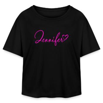 Jennifer Signature Neon Pink - Relaxed Fit Women's Modal Cotton T-Shirt by Stanley/Stella - black - Front - AI Model Female 172 light (172cm)