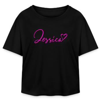Jessica Signature Neon Pink - Relaxed Fit Women's Modal Cotton T-Shirt by Stanley/Stella - black - Front - AI Model Female 172 light (172cm)