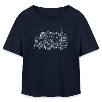 Weißbär-Silhouette-Kiefernwald-Grizzly - Relaxed Fit Frauen Modal Cotton T-Shirt von Stanley/Stella - Navy - Vorne - AI Model Female 172 light (172cm)