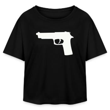 Pistol silhouette in contrast - Relaxed Fit Women's Modal Cotton T-Shirt by Stanley/Stella - black - Front - AI Model Female 172 light (172cm)