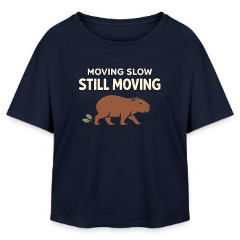 Cute Capybara Stress Reliever, No Stress, - Relaxed Fit Women's Modal Cotton T-Shirt by Stanley/Stella - navy - Front - AI Model Female 172 light (172cm)