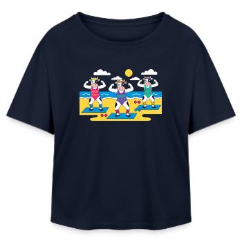 Cow Yoga Beach - Relaxed Fit Women's Modal Cotton T-Shirt by Stanley/Stella - navy - Front - AI Model Female 172 light (172cm)