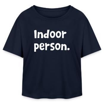 Lustiges introvertiertes Design – Sarkastischer Mensch im Haus - Relaxed Fit Frauen Modal Cotton T-Shirt von Stanley/Stella - Navy - Vorne - AI Model Female 172 light (172cm)