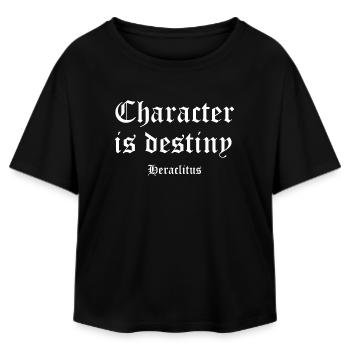 Character Is Destiny — Heraclitus - Relaxed Fit Women's Modal Cotton T-Shirt by Stanley/Stella - black - Front - AI Model Female 172 light (172cm)