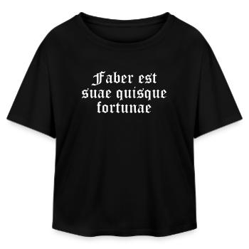 Own Fortune in Gothic Latin - Relaxed Fit Women's Modal Cotton T-Shirt by Stanley/Stella - black - Front - AI Model Female 172 light (172cm)