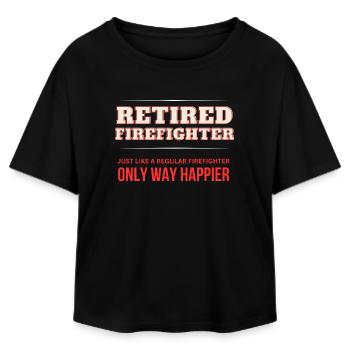 Retired Firefighter - Only Way Happier - Relaxed Fit Women's Modal Cotton T-Shirt by Stanley/Stella - black - Front - AI Model Female 172 light (172cm)