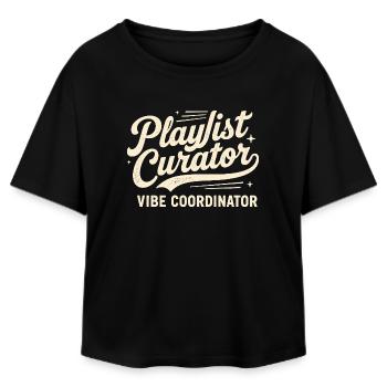 Playlist Curator | Road trip music vibe - Relaxed Fit Women's Modal Cotton T-Shirt by Stanley/Stella - black - Front - AI Model Female 172 light (172cm)