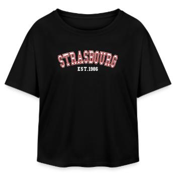 Strasbourg Est. 1986 - Relaxed Fit Women's Modal Cotton T-Shirt by Stanley/Stella - black - Front - AI Model Female 172 light (172cm)