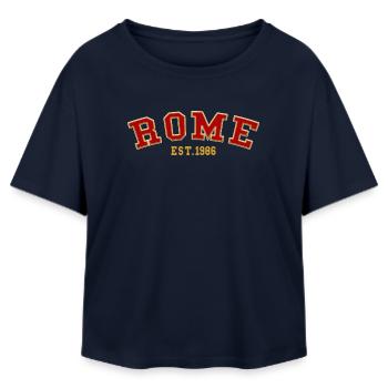 Rome Est. 1986 - Relaxed Fit Women's Modal Cotton T-Shirt by Stanley/Stella - navy - Front - AI Model Female 172 light (172cm)