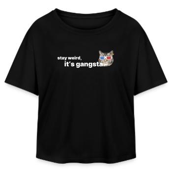 Stay weird, it's gangsta – Retro Cat Statement - Relaxed Fit Women's Modal Cotton T-Shirt by Stanley/Stella - black - Front - AI Model Female 172 light (172cm)