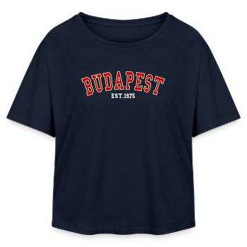 Budapest_Est_1975 - Relaxed Fit Frauen Modal Cotton T-Shirt von Stanley/Stella - Navy - Vorne - AI Model Female 172 light (172cm)