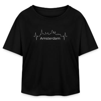 Amsterdamer Herzschlag-Skyline-Design - Relaxed Fit Frauen Modal Cotton T-Shirt von Stanley/Stella - Schwarz - Vorne - AI Model Female 172 light (172cm)