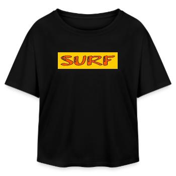 SURF. POISSON. PLAGE. MER. OCEAN. HUMOUR. VACANCES - T-shirt femme coupe décontractée en coton modal Stanley/Stella - noir - Devant - AI Model Female 172 light (172cm)