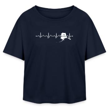 Title: Alaska Heartbeat Map Silhouette Home State  - Relaxed Fit Women's Modal Cotton T-Shirt by Stanley/Stella - navy - Front - AI Model Female 172 light (172cm)