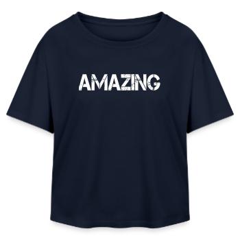 amazing - Relaxed Fit Women's Modal Cotton T-Shirt by Stanley/Stella - navy - Front - AI Model Female 172 light (172cm)