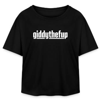 Giddythefup Funny Horse Racing Derby Humor - Relaxed Fit Women's Modal Cotton T-Shirt by Stanley/Stella - black - Front - AI Model Female 172 light (172cm)
