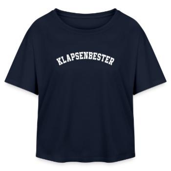 Slap Best Crazy Madhouse Office Saying - Relaxed Fit Women's Modal Cotton T-Shirt by Stanley/Stella - navy - Front - AI Model Female 172 light (172cm)