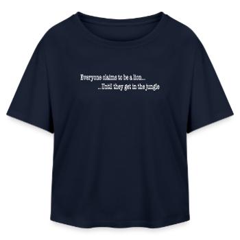 Motivational saying phyolosophical everyone claims - Relaxed Fit Women's Modal Cotton T-Shirt by Stanley/Stella - navy - Front - AI Model Female 172 light (172cm)