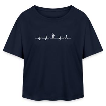 Café Heartbeat Mug Art - T-shirt femme coupe décontractée en coton modal Stanley/Stella - marine - Devant - AI Model Female 172 light (172cm)