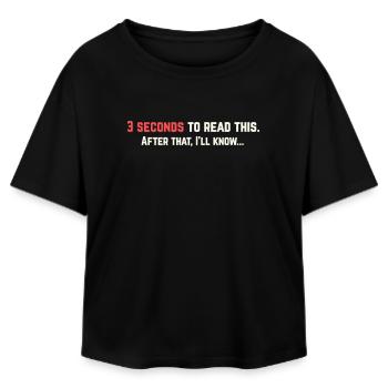 3 Seconds to Read This Funny T-Shirt - Relaxed Fit Women's Modal Cotton T-Shirt by Stanley/Stella - black - Front - AI Model Female 172 light (172cm)