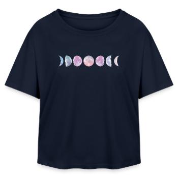 Phases de lune pastel - T-shirt femme coupe décontractée en coton modal Stanley/Stella - marine - Devant - AI Model Female 172 light (172cm)