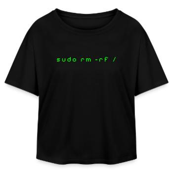 Linux rm-rf T-Shirt - Admin Sys & Dev Order - Relaxed Fit Women's Modal Cotton T-Shirt by Stanley/Stella - black - Front - AI Model Female 172 light (172cm)