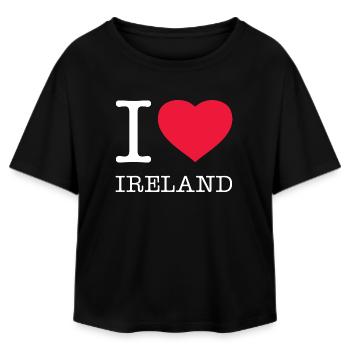 I LOVE IRELAND - Relaxed Fit Women's Modal Cotton T-Shirt by Stanley/Stella - black - Front - AI Model Female 172 light (172cm)