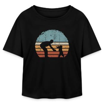 Sonnenuntergang Eltern- und Kind-Silhouette - Relaxed Fit Frauen Modal Cotton T-Shirt von Stanley/Stella - Schwarz - Vorne - AI Model Female 172 light (172cm)