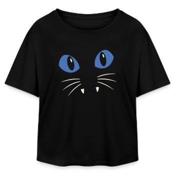 Chat aux yeux bleus - T-shirt femme coupe décontractée en coton modal Stanley/Stella - noir - Devant - AI Model Female 172 light (172cm)