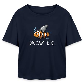 Dream Big – Clownfisch als Hai Illustration - Relaxed Fit Frauen Modal Cotton T-Shirt von Stanley/Stella - Navy - Vorne - AI Model Female 172 light (172cm)
