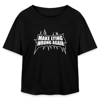 Make Lying Wrong Again Political Statement Shirt - Relaxed Fit Women's Modal Cotton T-Shirt by Stanley/Stella - black - Front - AI Model Female 172 light (172cm)