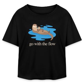 Otter Duo : Laisse Aller avec le Courant - T-shirt femme coupe décontractée en coton modal Stanley/Stella - noir - Devant - AI Model Female 172 light (172cm)