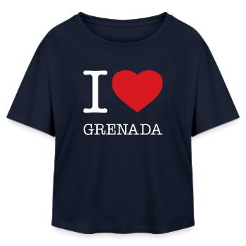 J’ADORE LA GRENADE - T-shirt femme coupe décontractée en coton modal Stanley/Stella - marine - Devant - AI Model Female 172 light (172cm)
