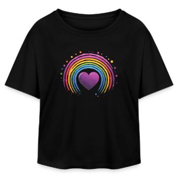 Coeur violet avec arc-en-ciel - T-shirt femme coupe décontractée en coton modal Stanley/Stella - noir - Devant - AI Model Female 172 light (172cm)